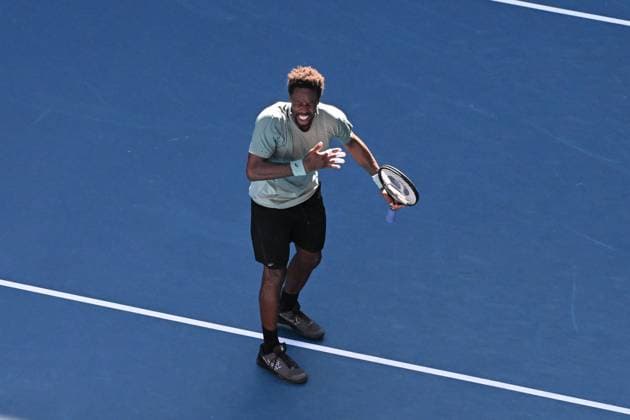 TENNIS AUSTRALIAN OPEN, Gael Monfils of France celebrates his round three win over Taylor Fritz of USA during the 2025 Australian Open at Melbourne Park in Melbourne, Saturday, January 18, 2025. ( NO ARCHIVING, EDITORIAL USE ONLY, NO USE IN BOOKS WITHOUT CONSENT MELBOURNE VICTORIA AUSTRALIA  Copyright: xJAMESxROSSx 20250118130645395739