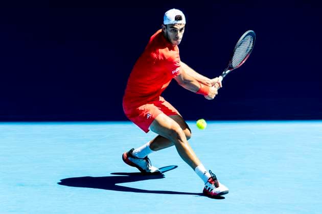 MELBOURNE, VIC - JANUARY 18: Francisco Cerundolo of Argentina in action during Round 3 of the 2025 Australian Open on January 18 2025, at Melbourne Park in Melbourne, Australia. (Photo by Jason Heidrich Icon Sportswire) TENNIS: JAN 18 Australian Open EDITORIAL USE ONLY Icon250118130