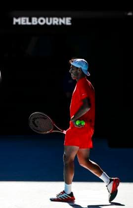 (250118) -- MELBOURNE, Jan. 18, 2025 -- Francisco Cerundolo reacts during the men s singles 3rd round match between Alex de Minaur of Australia and Francisco Cerundolo of Argentina at Australian Open tennis tournament in Melbourne, Australia, Jan. 18, 2025. ) (SP)AUSTRALIA-MELBOURNE-TENNIS-AUSTRALIAN OPEN-DAY 7 MaxPing 