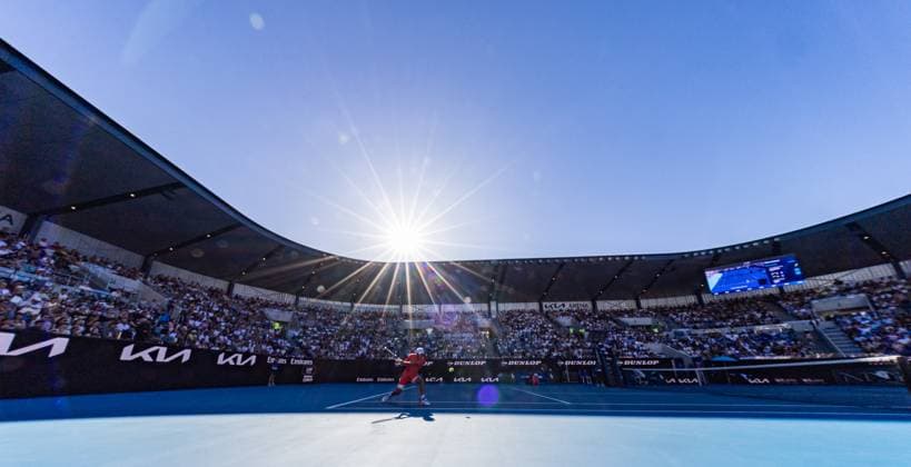 (250118) -- MELBOURNE, Jan. 18, 2025 -- Learner Tien hits a return during the men s singles 3rd round match between Learner Tien of the United States and Corentin Moutet of France at Australian Open tennis tournament in Melbourne, Australia, Jan. 18, 2025. (Photo by Xinhua) (SP)AUSTRALIA-MELBOURNE-TENNIS-AUSTRALIAN OPEN-DAY 7 HuxJingchen 