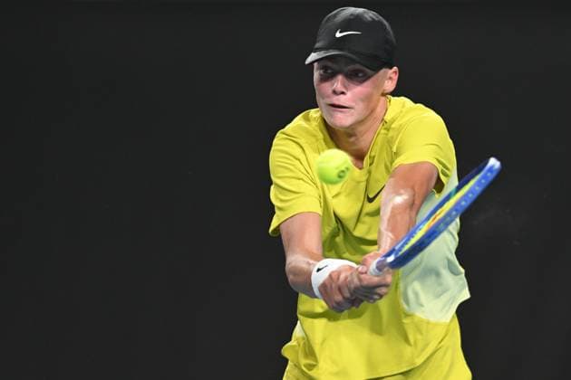 TENNIS AUSTRALIAN OPEN, Cruz Hewitt of Australia during his round one boys singles match against MooBeen KIim of Korea during the 2025 Australian Open at Melbourne Park in Melbourne, Saturday, January 18, 2025. ( NO ARCHIVING, EDITORIAL USE ONLY, NO USE IN BOOKS WITHOUT CONSENT MELBOURNE VICTORIA AUSTRALIA  Copyright: xLUKASxCOCHx 20250118162135124618