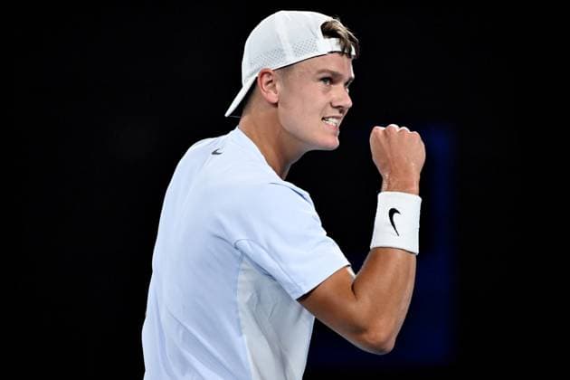 TENNIS AUSTRALIAN OPEN, Holger Rune of Denmark reacts during his round three match against Miomir Kecmanovic of Serbia during the 2025 Australian Open at Melbourne Park in Melbourne, Saturday, January 18, 2025. ( NO ARCHIVING, EDITORIAL USE ONLY, NO USE IN BOOKS WITHOUT CONSENT MELBOURNE VICTORIA AUSTRALIA  Copyright: xJAMESxROSSx 20250118160756025740