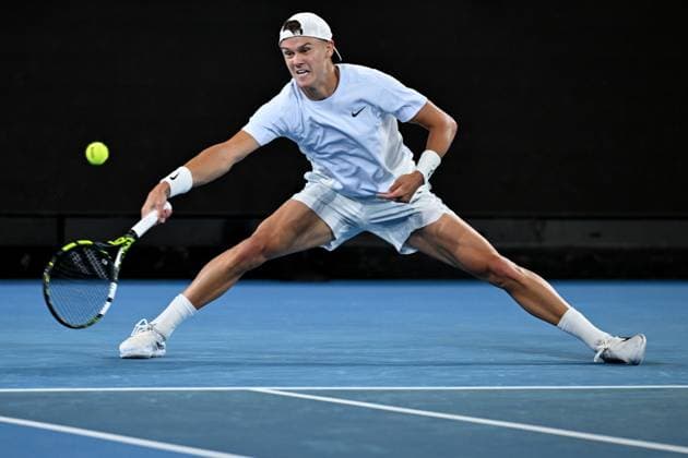 TENNIS AUSTRALIAN OPEN, Holger Rune of Denmark returns during his round three match against Miomir Kecmanovic of Serbia during the 2025 Australian Open at Melbourne Park in Melbourne, Saturday, January 18, 2025. ( NO ARCHIVING, EDITORIAL USE ONLY, NO USE IN BOOKS WITHOUT CONSENT MELBOURNE VICTORIA AUSTRALIA  Copyright: xJAMESxROSSx 20250118133077703086