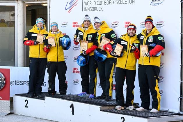 Bilder des Jahres 2025, Sport 01 Januar Sport Themen der Woche KW03 Sport Bilder des Tages BOBSLEIGH - IBSF WC Innsbruck-Igls INNSBRUCK,AUSTRIA,18.JAN.25 - BOBSLEIGH - IBSF World Cup, two-man, men. Image shows Alexander Schueller, Francesco Friedrich, Georg Fleischhauer, Johannes Lochner, Adam Ammour and Nick Stadelmann (GER).  GEPAxpictures xDanielxSchoenherr