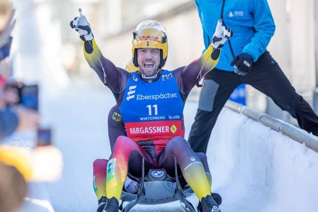 Bilder des Jahres 2025, Sport 01 Januar Sport Themen der Woche KW03 Sport Bilder des Tages photographer: FIL Michael Kristen 18.01.2025 6. FIL Eberspächer Luge World Cup and 56. European Championships, VELTINS Ice Arena Winterberg, Nordrhein-Westfalen (GER), WC Germany, Men™s Doubles, picture: Tobias Wendl, Tobias Arlt (GER) *** photographer FIL Michael Kristen 18 01 2025 6 FIL Eberspächer Luge World Cup and 56 European Championships, VELTINS Ice Arena Winterberg, Nordrhein Westfalen GER , WC Germany, Men™s Doubles, picture Tobias Wendl, Tobias Arlt GER
