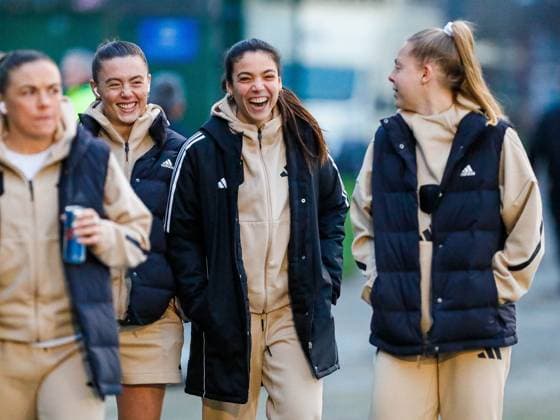 Walton Hall Park Stadium, England 18th January 2025: Paula Tomas (3 Aston Villa) laughing before the Barclays Women Super League, between Everton vs Aston Villa at Walton Hall Park Stadium, Liverpool, 18th January 2025 Photo: Jayde Chamberlain SPP. Jayde Chamberlain SPP (Jayde Chamberlain SPP)  Copyright: xJaydexChamberlain SPPx spp-en-JaCh-Barclays Women Super League Everton vs Aston Villa at Walton Hall Park Stadium Liverpool 18th January 2025_004