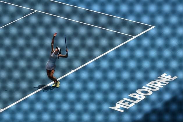 TENNIS AUSTRALIAN OPEN, Olga Danilovic of Croatia serves during her round four match against Paula Badosa of Spain during the 2025 Australian Open at Melbourne Park in Melbourne, Sunday, January 19, 2025. ( NO ARCHIVING, EDITORIAL USE ONLY, NO USE IN BOOKS WITHOUT CONSENT MELBOURNE VICTORIA AUSTRALIA  Copyright: xLUKASxCOCHx 20250119184933132575