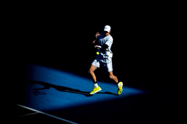 MELBOURNE, VIC - JANUARY 19: Jack Draper of the United Kingdom in action during Round 4 of the 2025 Australian Open on January 19 2025, at Melbourne Park in Melbourne, Australia. (Photo by Jason Heidrich Icon Sportswire) TENNIS: JAN 19 Australian Open EDITORIAL USE ONLY Icon250119187