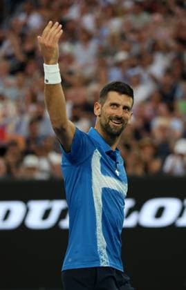 Novak Djokovic of Serbia celebrates Australian Open, Day Eight, Tennis, Melbourne Park, Melbourne, Australia - 19 Jan 2025  Copyright: xEllaxLing Shutterstockx 15105038dj
