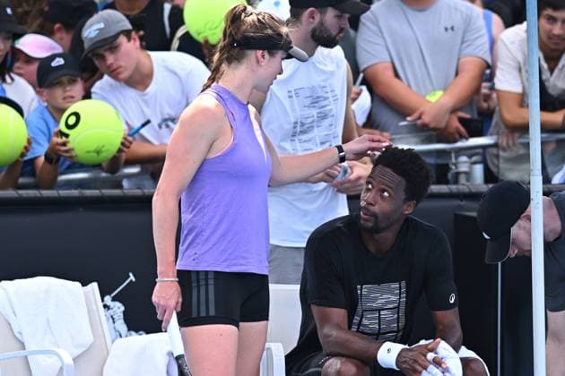 Australian Open - Gael Monfils and wife Elina Svitolina Practice Session Gael Monfils (FRA) with his wife Elina Svitolina (UKR) at practice at the 2025 Australian Open at Melbourne Park in Melbourne, Australia, on January 19, 2025. Photo by Corinne Dubreuil ABACAPRESS.COM Melbourne Australia  Copyright: xDubreuilxCorinne ABACAx