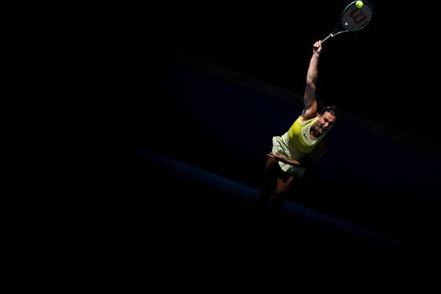 Australian Open - Aryna Sabalenka Wins Fourth Round Aryna Sabalenka (RUS) during her fourth round match at the 2025 Australian Open at Melbourne Park in Melbourne, Australia, on January 19, 2025. Photo by Corinne Dubreuil ABACAPRESS.COM Melbourne Australia  Copyright: xDubreuilxCorinne ABACAx