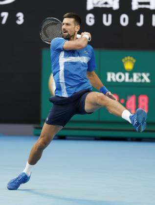 Tennis: Australian Open Novak Djokovic of Serbia plays against Jiri Lehecka of the Czech Republic in the fourth round of the men s singles at the Australian Open tennis tournament in Melbourne on Jan. 19, 2025.  A14AA0004005891P