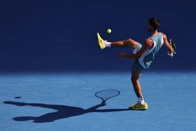 Carlos Alcaraz, ESP, during fourth round of 2025 Australian Open in Melbourne, 19 01 2025; -