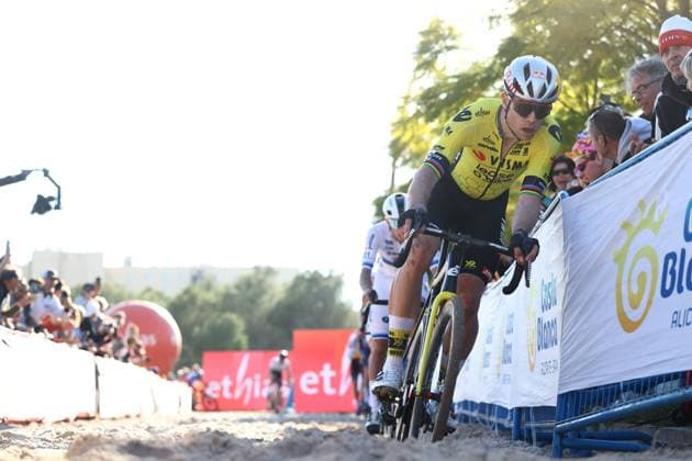 Belgian Wout van Aert pictured in action during the men s elite race at the cyclocross cycling event in Benidorm, Spain, Sunday 19 January 2025, stage 12 14 in the UCI World Cup competition. DAVIDxPINTENS  x110724464x