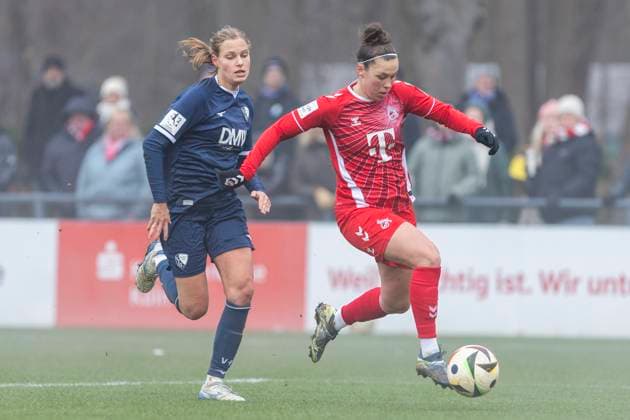 Testspiel Frauen: 1. FC Köln - VfL Bochum, 19.01.2025 Pia Rybacki (VfL Bochum, 4), Nicole Billa (1. FC Köln, 17). Testspiel Frauen, 1. FC Köln - VfL Bochum, am 19.01.2025, Geißbockheim, Köln Copyright: xBEAUTIFULxSPORTS Meuselx