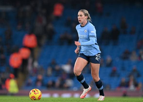 Manchester, England, 19th January 2025. Rebecca Knaak of Manchester City Women during the FA Women s Super League match at the Etihad Stadium, Manchester. Picture credit should read: Cody Froggatt Sportimage EDITORIAL USE ONLY. No use with unauthorised audio, video, data, fixture lists, club league logos or live services. Online in-match use limited to 120 images, no video emulation. No use in betting, games or single club league player publications. SPI-3609_113_MANCHESTER_CITY_WOMEN_V_MANCHESTER_UTD_WOMEN SPI-3609-0114