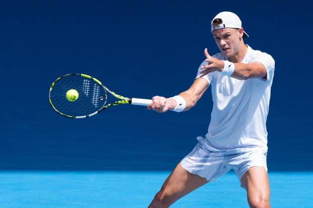 January 20, 2025: 13th seed HOLGER RUNE of Denmark in action against 1st seed JANNIK SINNER of Italy on Rod Laver Arena in a Men s Singles 4th round match on day 9 of the 2025 Australian Open in Melbourne, Australia. Cal Media Melbourne Australia - ZUMAc04_ 20250120_faf_c04_014 Copyright: xSydneyxLowx
