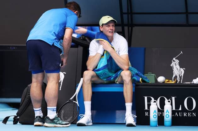 Jannik Sinner during his fourth round match against Rune Australian Open, Day Nine, Tennis, Melbourne Park, Melbourne, Australia - 20 Jan 2025  Copyright: xEllaxLing Shutterstockx 15105040cu