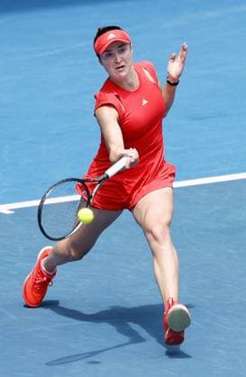 Tennis: Australian Open Elina Svitolina of Ukraine plays against Russian Veronika Kudermetova during the fourth round of women s singles at the Australian Open in Melbourne on Jan. 20. 2025.  A14AA0004012924P