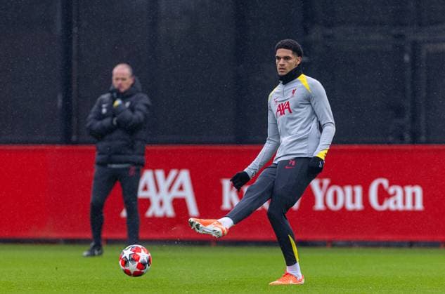 Football - UEFA Champions League - League Phase - Liverpool FC v LOSC Lille - MD-1 LIVERPOOL, ENGLAND - Monday, January 20, 2025: Liverpool s Jarell Quansah during a training session at the AXA Training Centre ahead of the UEFA Champions League match between Liverpool FC and LOSC Lille. (Photo by David Rawcliffe Propaganda) LIVERPOOL AXA Training Centre MERSEYSIDE ENGLAND  Copyright: xDavidxRawcliffex P2025-01-20-Liverpool_Lille_MD-1-8