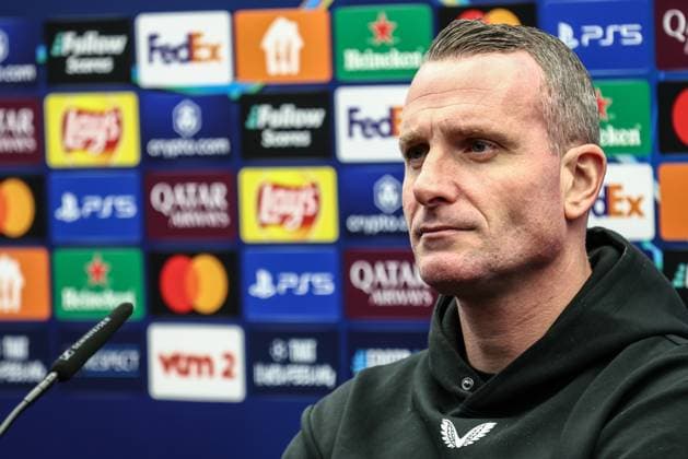Club s head coach Nicky Hayen pictured during a press conference, PK, Pressekonferenz of Belgian Club Brugge KV, Monday 20 January 2025 in Brugge. Tomorrow, they will play against Italian club Juventus, on the seventh day (out of 8) of the UEFA Champions League league phase. BRUNOxFAHY  x110782686x