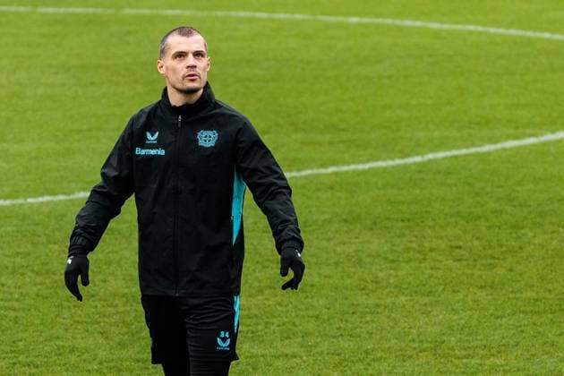 UEFA Champions League: Abschlusstraining Bayer 04 Leverkusen; 20.01.2025 Granit Xhaka (Bayer 04 Leverkusen, 34) UEFA Champions League: Abschlusstraining Bayer 04 Leverkusen vor dem Auswärtsspiel gegen Atletico Madrid; Ulrich-Haberland-Stadion, Leverkusen am 20.01.2025 Copyright: xBEAUTIFULxSPORTS Wunderlx