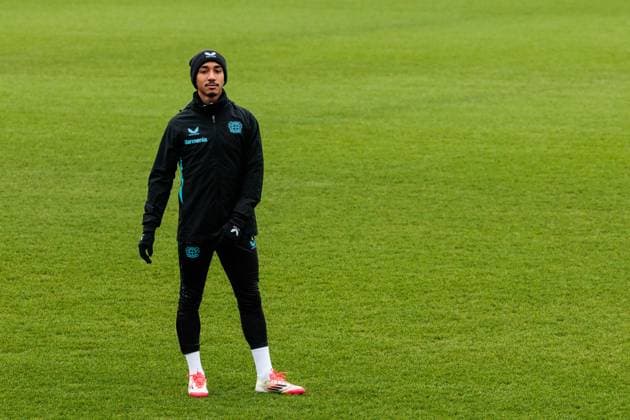 UEFA Champions League: Abschlusstraining Bayer 04 Leverkusen; 20.01.2025 Arthur (Bayer 04 Leverkusen, 13) UEFA Champions League: Abschlusstraining Bayer 04 Leverkusen vor dem Auswärtsspiel gegen Atletico Madrid; Ulrich-Haberland-Stadion, Leverkusen am 20.01.2025 Copyright: xBEAUTIFULxSPORTS Wunderlx