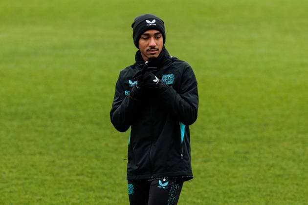 UEFA Champions League: Abschlusstraining Bayer 04 Leverkusen; 20.01.2025 Arthur (Bayer 04 Leverkusen, 13) UEFA Champions League: Abschlusstraining Bayer 04 Leverkusen vor dem Auswärtsspiel gegen Atletico Madrid; Ulrich-Haberland-Stadion, Leverkusen am 20.01.2025 Copyright: xBEAUTIFULxSPORTS Wunderlx