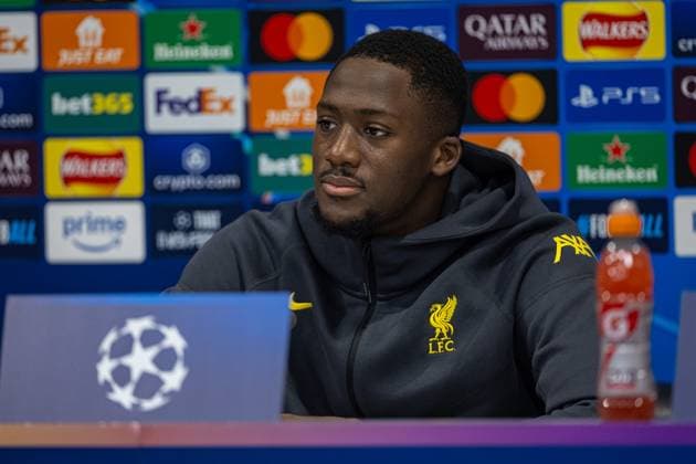 Football - UEFA Champions League - League Phase - Liverpool FC v LOSC Lille - MD-1 LIVERPOOL, ENGLAND - Monday, January 20, 2025: Liverpool s Ibrahima KonatÃ during a press conference, PK, Pressekonferenz at Anfield ahead of the UEFA Champions League game between Liverpool FC and LOSC Lille. (Photo by David Rawcliffe Propaganda) LIVERPOOL Anfield MERSEYSIDE ENGLAND  Copyright: xDavidxRawcliffex P2025-01-20-Liverpool_Lille_MD-1-74