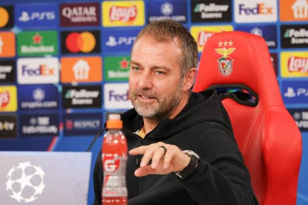 Portugal, Estadio do SL Benfica Lisbon 20. January 2025 Uefa Champions League phase 2024 25 Matchday 7, Pressekonferenz , Training S.L.Benfica - FC Barcelona, Barca v.l. Trainer Hansi Flick (FC Barcelona) bei der Pressekonferenz Copyright: HMBxMedia FernandoxSoares