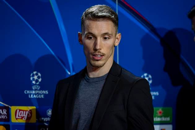 Champions League 2024 25 League Phase MD7: Bayer 04 Leverkusen Training and press conference, PK, Pressekonferenz Alejandro Grimaldo of Bayer 04 Leverkusen seen during the UEFA Champions League 2024 25 League Phase MD7 training and press conference at Estadio Riyadh Air Metropolitano on January 20, 2025 in Madrid, Spain. Madrid Estadio Riyadh Air Metropolitano Madrid Spain Copyright: xAlbertoxGardinx AGardin_20250120_Football_Champions_Bayern_Leverkusen_PC_0079