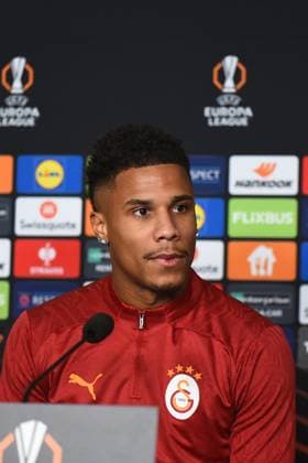 Player Ismael Jakobs of Galatasaray seen during the press conference, PK, Pressekonferenz a day before the UEFA Europa League game 7 Between Galatasaray and Dynamo Kiev in Istanbul at Rams Park Stadium , Istanbul , Turkey on January 20 , 2025. ( Photo by Seskimphoto ) Istanbul Turkey Istanbul Turkey Copyright: xSeskimphotox IsmaelJakobs_200125 (2)
