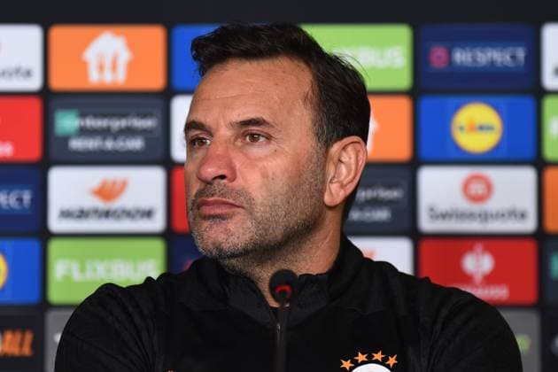 Coach Okan Buruk of Galatasaray seen during the press conference, PK, Pressekonferenz a day before the UEFA Europa League game 7 Between Galatasaray and Dynamo Kiev in Istanbul at Rams Park Stadium , Istanbul , Turkey on January 20 , 2025. ( Photo by Seskimphoto ) Istanbul Turkey Istanbul Turkey Copyright: xSeskimphotox Okan_Buruk_200125 (23)