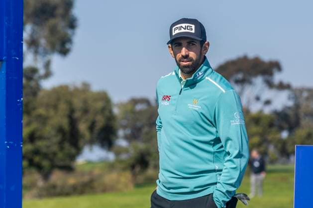 LA JOLLA, CA - JANUARY 20: Matthieu Pavon, the defending 2024 champion, seen at the 16th tee on the first practice day of the Farmers Open tournament, Monday, January 20, 2025, at Torrey Pines Golf Course in La Jolla, California. (Photo by Tony Ding Icon Sportswire) GOLF: JAN 20 PGA, Golf Herren Farmers Insurance Open EDITORIAL USE ONLY Icon20250120001