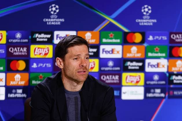 January 20, 2025, Madrid, Madrid, SPAIN: Xabi Alonso, head coach of Bayer Leverkusen, attends his press conference, PK, Pressekonferenz ahead of the UEFA Champions League, football match against Atletico de Madrid, at Riyadh Air Metropolitano on January 20, 2025, in Madrid, Spain. Madrid SPAIN - ZUMAa181 20250120_zaa_a181_081 Copyright: xDennisxAgyemanx