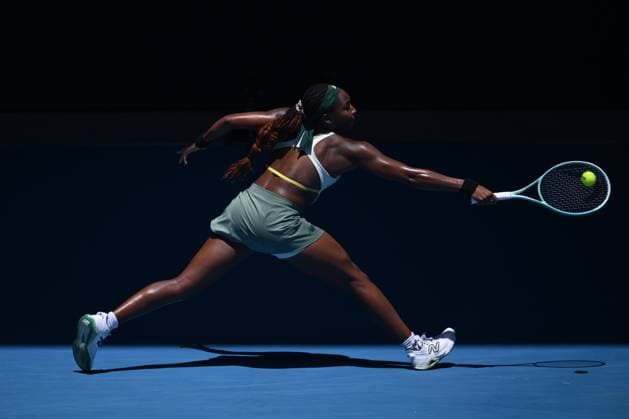 TENNIS AUSTRALIAN OPEN, Coco Gauff of USA during her 1 4 final match against Paula Badosa of Spain during the 2025 Australian Open at Melbourne Park in Melbourne, Tuesday, January 21, 2025. ( NO ARCHIVING, EDITORIAL USE ONLY, NO USE IN BOOKS WITHOUT CONSENT MELBOURNE VICTORIA Australia  Copyright: xJOELxCARRETTx 20250121122453326431