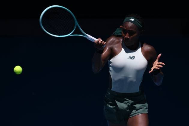 TENNIS AUSTRALIAN OPEN, Coco Gauff of USA during her 1 4 final match against Paula Badosa of Spain during the 2025 Australian Open at Melbourne Park in Melbourne, Tuesday, January 21, 2025. ( NO ARCHIVING, EDITORIAL USE ONLY, NO USE IN BOOKS WITHOUT CONSENT MELBOURNE VICTORIA Australia  Copyright: xJOELxCARRETTx 20250121175360986639