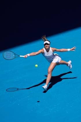 Paula Badosa of Spain hits a forehand Australian Open, Day Ten, Tennis, Melbourne Park, Melbourne, Australia - 21 Jan 2025  Copyright: xRachelxBach Shutterstockx 15108797n