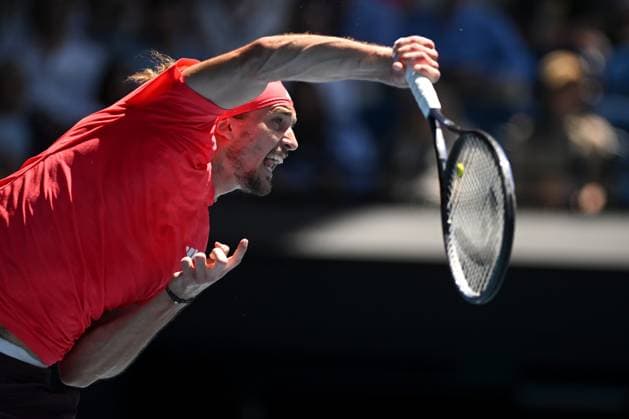 TENNIS AUSTRALIAN OPEN, Alexander Zverev of Germany during his 1 4 final match against Tommy Paul of USA during the 2025 Australian Open at Melbourne Park in Melbourne, Tuesday, January 21, 2025. ( NO ARCHIVING, EDITORIAL USE ONLY, NO USE IN BOOKS WITHOUT CONSENT MELBOURNE VICTORIA AUSTRALIA  Copyright: xLUKASxCOCHx 20250121132001511259
