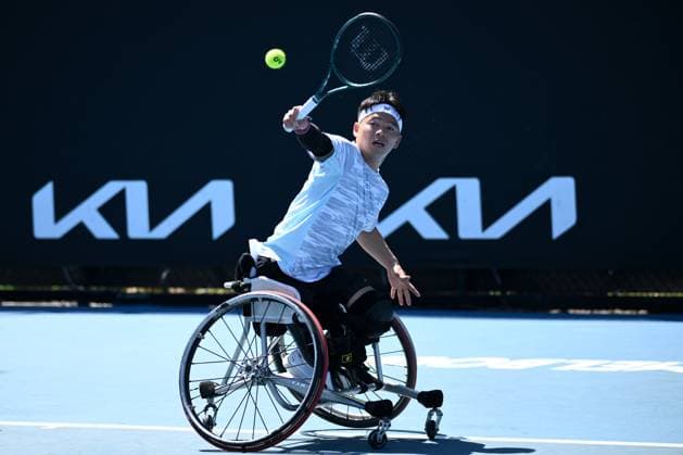 TENNIS AUSTRALIAN OPEN, Takashi Sanada of Japan during his round one Wheelchair Singles match against Tom Egberink of the Netherlands during the 2025 Australian Open at Melbourne Park in Melbourne, Tuesday, January 21, 2025. ( NO ARCHIVING, EDITORIAL USE ONLY, NO USE IN BOOKS WITHOUT CONSENT MELBOURNE VICTORIA AUSTRALIA  Copyright: xJOELxCARRETTx 20250121114884314837