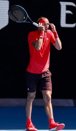 (250121) -- MELBOURNE, Jan. 21, 2025 -- Alexander Zverev reacts during the men s singles quarterfinal match between Alexander Zverev of Germany and Tommy Paul of the United States at Australian Open tennis tournament in Melbourne, Australia, Jan. 21, 2025. ) (SP)AUSTRALIA-MELBOURNE-TENNIS-AUSTRALIAN OPEN-DAY 10 MaxPing 