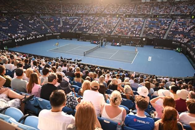 TENNIS AUSTRALIAN OPEN, A general view as Aryna Sabalenka of Belarus plays her 1 4 final match against Anastasia Pavlyuchenkova of Russia during the 2025 Australian Open at Melbourne Park in Melbourne, Tuesday, January 21, 2025. ( NO ARCHIVING, EDITORIAL USE ONLY, NO USE IN BOOKS WITHOUT CONSENT MELBOURNE VICTORIA AUSTRALIA  Copyright: xLUKASxCOCHx 20250121149199822307