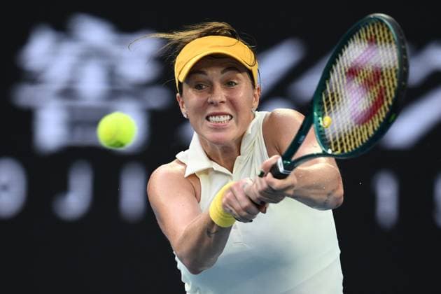 TENNIS AUSTRALIAN OPEN, Anastasia Pavlyuchenkova of Russia during her 1 4 final match against Aryna Sabalenka of Belarus during the 2025 Australian Open at Melbourne Park in Melbourne, Tuesday, January 21, 2025. ( NO ARCHIVING, EDITORIAL USE ONLY, NO USE IN BOOKS WITHOUT CONSENT MELBOURNE VICTORIA AUSTRALIA  Copyright: xJOELxCARRETTx 20250121193871174797