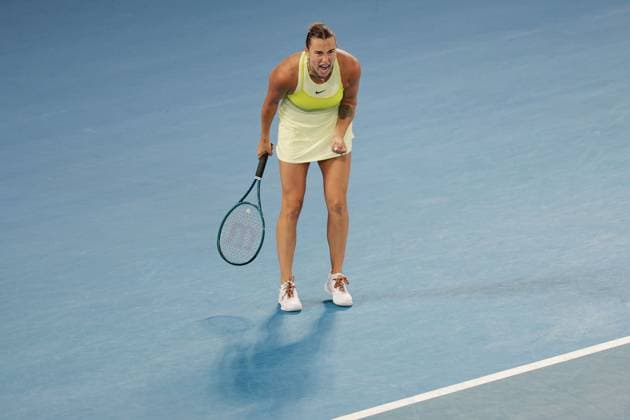 Aryna Sabalenka celebrates during her Quarter-final match against Pavlyuchenkova in the Rod Laver Arena Australian Open, Day Ten, Tennis, Melbourne Park, Melbourne, Australia - 21 Jan 2025  Copyright: xRachelxBach Shutterstockx 15108797ci