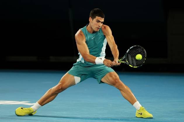 Carlos Alcaraz during his Quarter-final match against Djokovic in the Rod Laver Arena Australian Open, Day Ten, Tennis, Melbourne Park, Melbourne, Australia - 21 Jan 2025  Copyright: xRachelxBach Shutterstockx 15108797ed