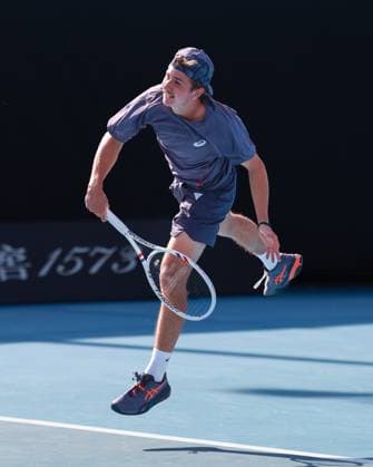 Flynn Thomas (SUI), Jungen Einzel, Boys SinglesAustralian Open 2025, Melbourne Park, Melbourne, Victoria, Australia. Copyright: xJuergenxHasenkopfx