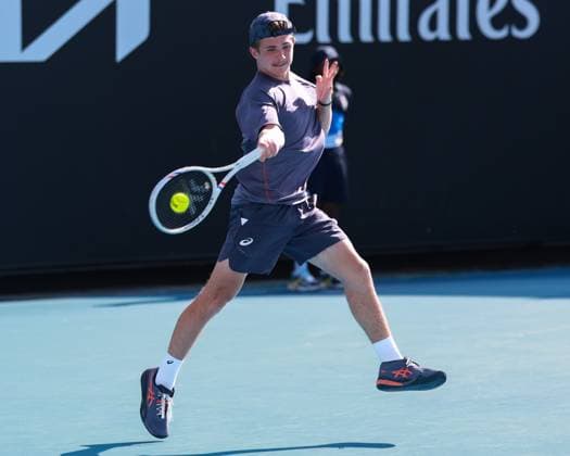 Flynn Thomas (SUI), Jungen Einzel, Boys SinglesAustralian Open 2025, Melbourne Park, Melbourne, Victoria, Australia. Copyright: xJuergenxHasenkopfx