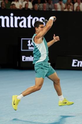 Carlos Alcaraz during his Quarter-final match against Djokovic in the Rod Laver Arena Australian Open, Day Ten, Tennis, Melbourne Park, Melbourne, Australia - 21 Jan 2025  Copyright: xRachelxBach Shutterstockx 15108797fa