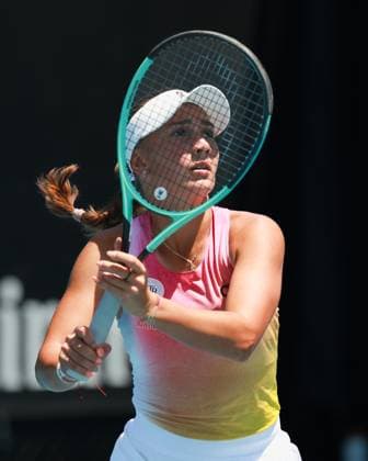 Julia Stusek (GER), Maedchen Einzel, Girls Singles, Australian Open 2025, Melbourne Park, Melbourne, Victoria, Australia. Copyright: xJuergenxHasenkopfx