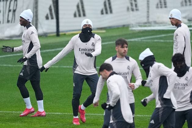 January 21, 2025, Valdebebas, Madrid, SPAIN: Kylian Mbappe during the training day of Real Madrid ahead the UEFA Champions League, football match against RB Salzburg at Ciudad Deportiva Real Madrid on January 21, 2025, in Valdebebas, Madrid, Spain. Valdebebas SPAIN - ZUMAa181 20250121_zaa_a181_001 Copyright: xOscarxJ.xBarrosox